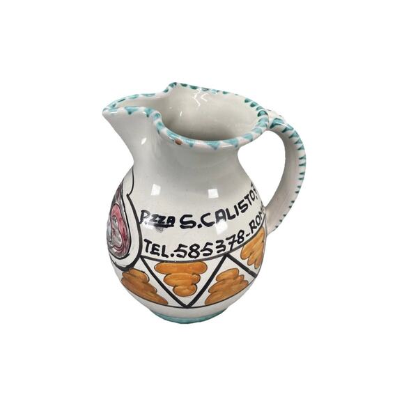 Vintage Hand-Painted Italian Terracotta Pitcher "Pezza S. Calisto" - Picture 1 of 7